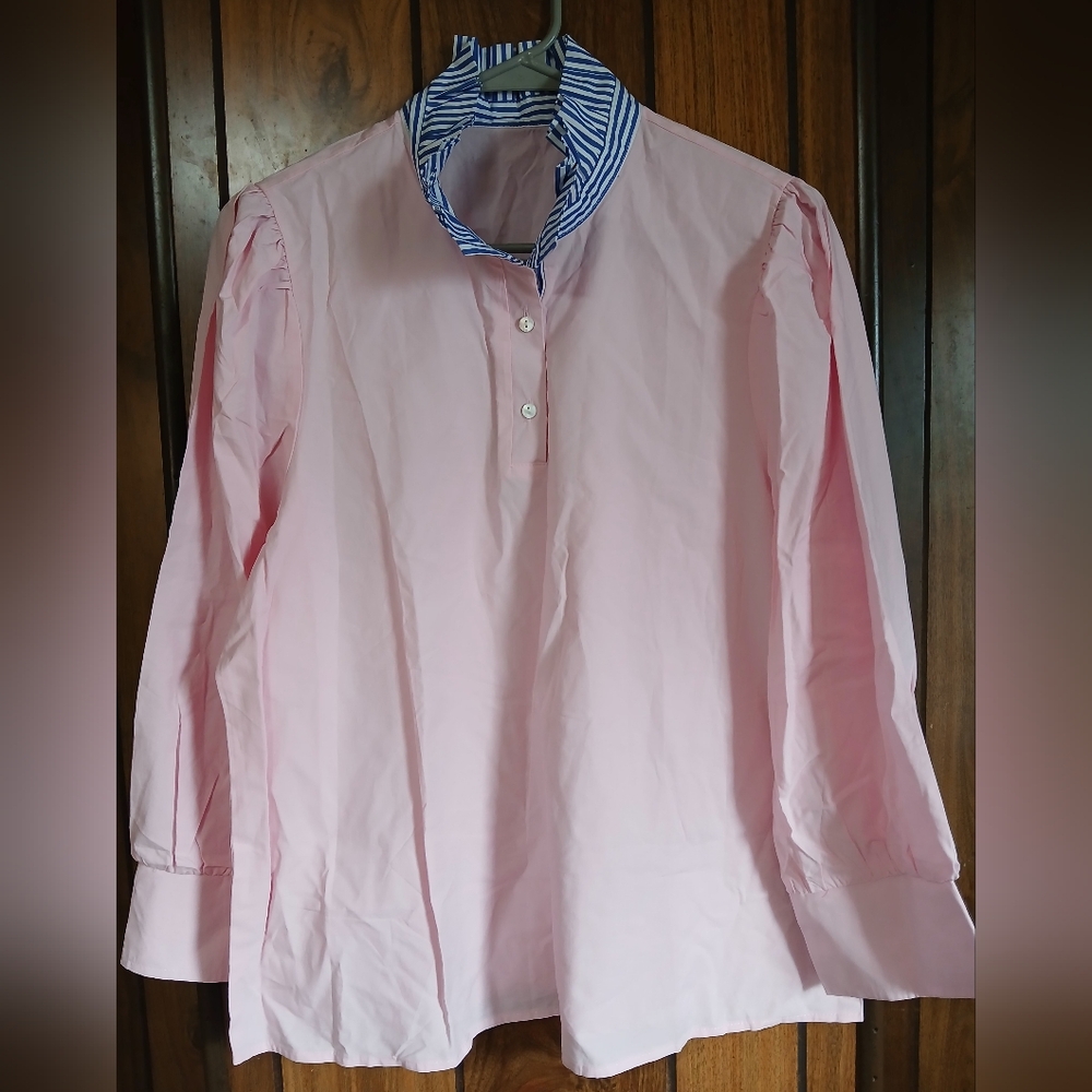 Pink Striped Collar Women'sShirt